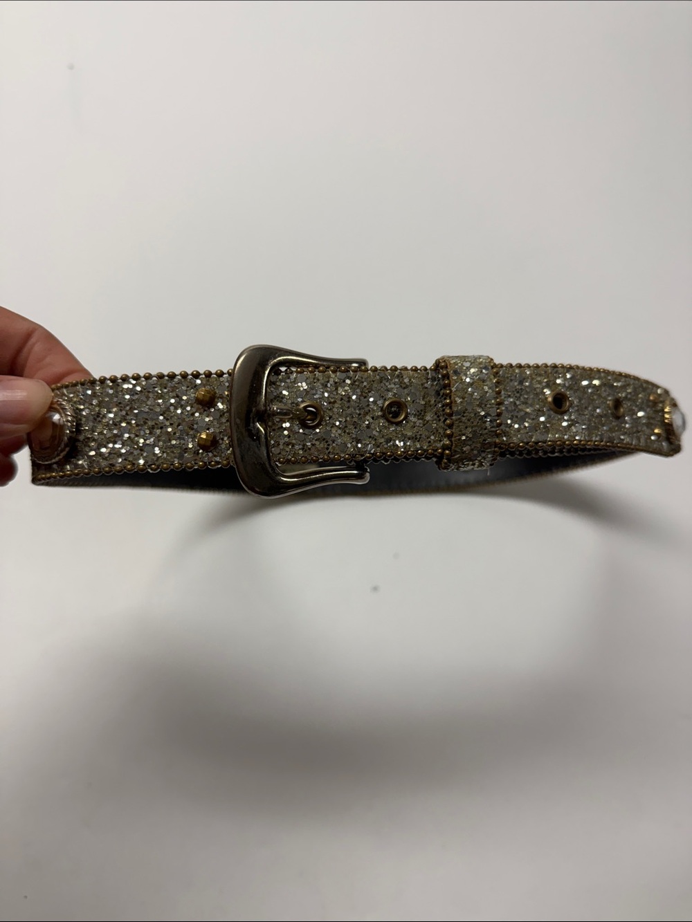 3 Elite vintage Sparkle Crystal Accent Women's Belt in Gold